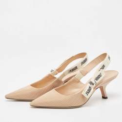 Dior Beige Technical Fabric J'adior Slingback Pumps Size 38