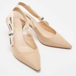Dior Beige Technical Fabric J'adior Slingback Pumps Size 38