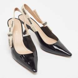 Pre Owned Dior Black Patent J'Adior Slingback Pumps Size 36.5