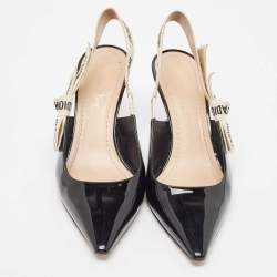 Pre Owned Dior Black Patent J'Adior Slingback Pumps Size 36.5