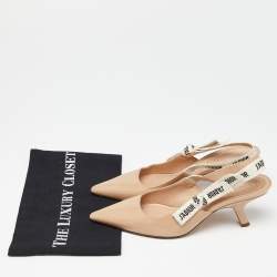Dior Beige Patent Leather J'adior Slingback Pumps Size 38