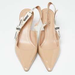 Dior Beige Patent Leather J'adior Slingback Pumps Size 38