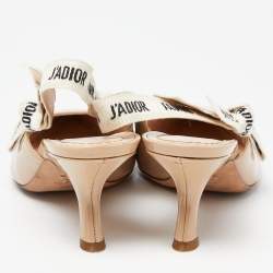 Dior Beige Patent Leather J'adior Slingback Pumps Size 38