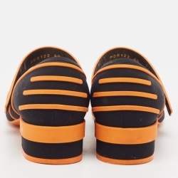 Pre Owned Dior Orange/Black Rubber and Fabric Roller Mary Jane Pumps Size 40