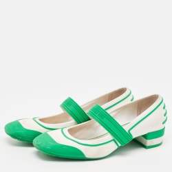 Dior Green/White Rubber and Fabric Roller Mary Jane Pumps Size 40