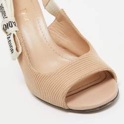 Dior  Beige Canvas J'Adior Slingback Pumps Size 39.5