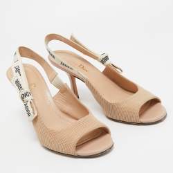 Dior  Beige Canvas J'Adior Slingback Pumps Size 39.5