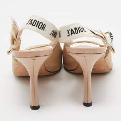 Dior  Beige Canvas J'Adior Slingback Pumps Size 39.5
