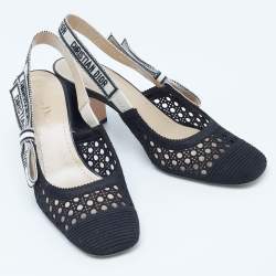 Dior Black Cannage Fabric Dior & Moi Slingback Pumps Size 39.5