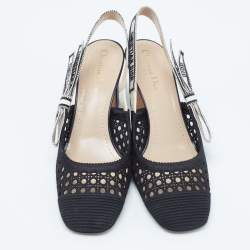 Dior Black Cannage Fabric Dior & Moi Slingback Pumps Size 39.5