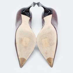 مملوكة مسبقًا Dior Plum Crackled Patent Leather Curve Heel Pumps Size 37.5