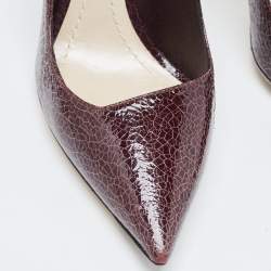 مملوكة مسبقًا Dior Plum Crackled Patent Leather Curve Heel Pumps Size 37.5