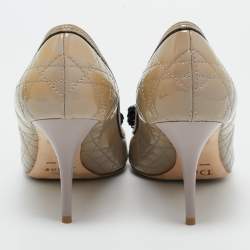 Dior Grey Patent Bow Peep Toe Pumps Size 39