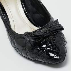 Dior Black Cannage Patent Leather Bow Pumps Size 39