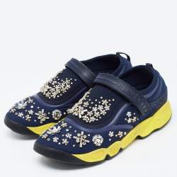 Pre Owned Dior Navy Blue Nylon and Mesh Fusion Sneakers Size 40