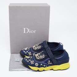 Pre Owned Dior Navy Blue Nylon and Mesh Fusion Sneakers Size 40