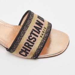 Dior Multicolor Canvas Logo Embroidered Canvas Dway Slide Sandals Size 39