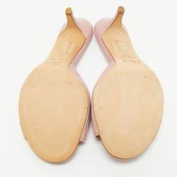 Pre Owned Dior Pink Cannage Leather Bow Slide Sandals Size 38.5