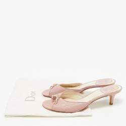 Pre Owned Dior Pink Cannage Leather Bow Slide Sandals Size 38.5