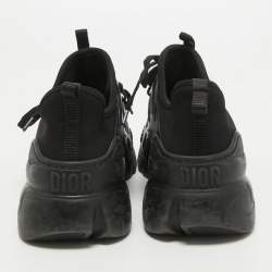 Dior Black Leather and Fabric D Connect Lace Up Sneakers Size 37
