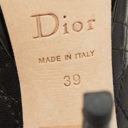 Pre Owned Dior Black Cannage Leather Bow Peep Toe Pumps Size 39