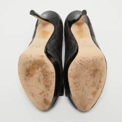 Pre Owned Dior Black Cannage Leather Bow Peep Toe Pumps Size 39