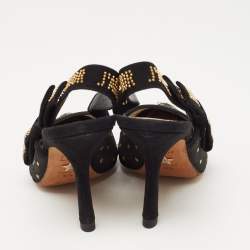 Pre Owned Dior Black Mesh And Suede J'adior Slingback Pumps Size  37.5