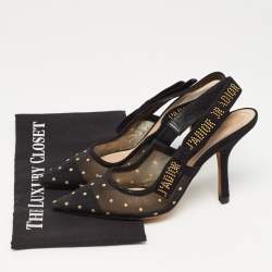Pre Owned Dior Black Mesh And Suede J'adior Slingback Pumps Size  37.5
