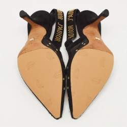 Pre Owned Dior Black Mesh And Suede J'adior Slingback Pumps Size  37.5