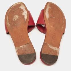 Dior Burgundy Leather D-Club Flat Slides Size 37.5 