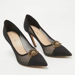 Dior Black Mesh And Suede Surreal D Eye Detail Pointed Toe Pumps Size 41