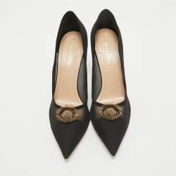 Dior Black Mesh And Suede Surreal D Eye Detail Pointed Toe Pumps Size 41