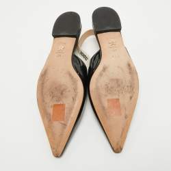Dior Black Patent Leather J'adior Slingback Flat Sandals Size 40.5