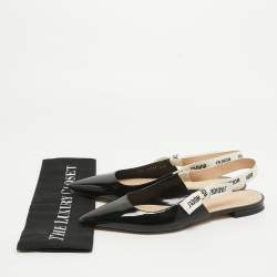 Dior Black Patent Leather J'adior Slingback Flat Sandals Size 40.5