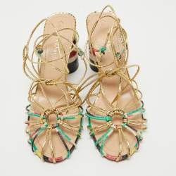 Dior Multicolor Leather Stripy  Ankle Wrap Sandals Size 40.5