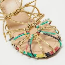 Dior Multicolor Leather Stripy  Ankle Wrap Sandals Size 40.5