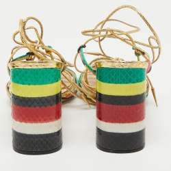 Dior Multicolor Leather Stripy  Ankle Wrap Sandals Size 40.5