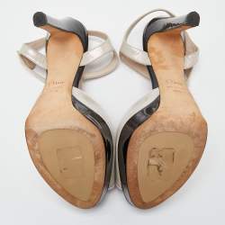 Dior Tri Color Patent Leather Platform Ankle Strap Sandals Size 37.5