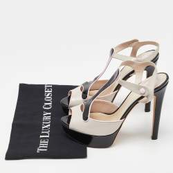 Dior Tri Color Patent Leather Platform Ankle Strap Sandals Size 37.5