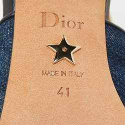 Dior Blue Denim Patchwork J'Adior Slingback Pumps Size 41 