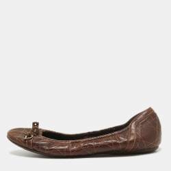 Dior Brown Cannage Leather CD Bow Ballet Flats Size 39