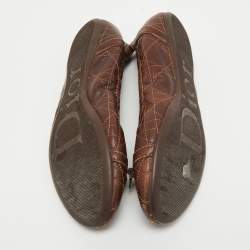 Dior Brown Cannage Leather CD Bow Ballet Flats Size 39