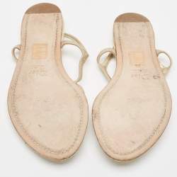 Dior Gold Leather Chain Link T-Strap Flat Sandals Size 39