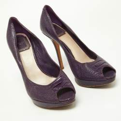 Dior Purple Embossed Python Miss Dior Pumps Size 37.5