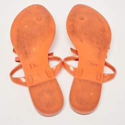 Pre Owned Dior Orange Jelly Thong Flat Sandals Size 40