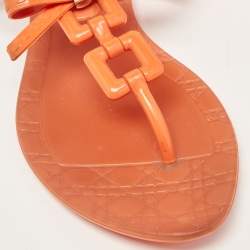 Pre Owned Dior Orange Jelly Thong Flat Sandals Size 40