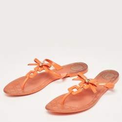 Pre Owned Dior Orange Jelly Thong Flat Sandals Size 40