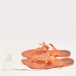Pre Owned Dior Orange Jelly Thong Flat Sandals Size 40