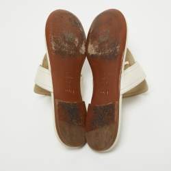 Christian Dior Off White Leather 30 Montaigne Thong Flats Size 39
