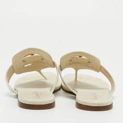 Christian Dior Off White Leather 30 Montaigne Thong Flats Size 39